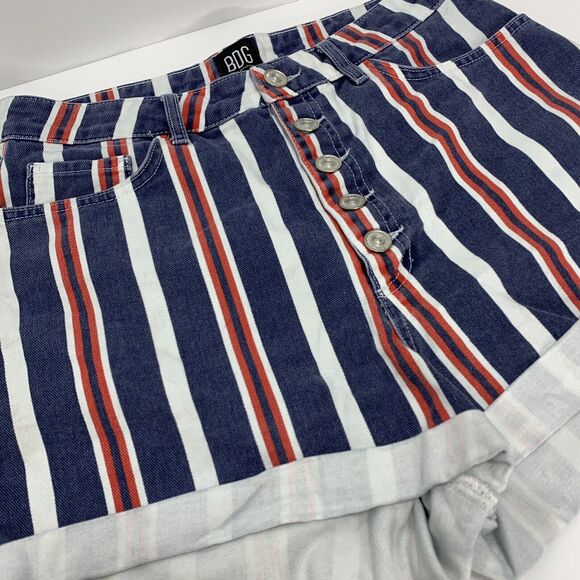 Urban Outfitters | BDG Womens Mom High Rise Cuffed Jean Shorts Stripe Size 30 - Picture 3 of 9